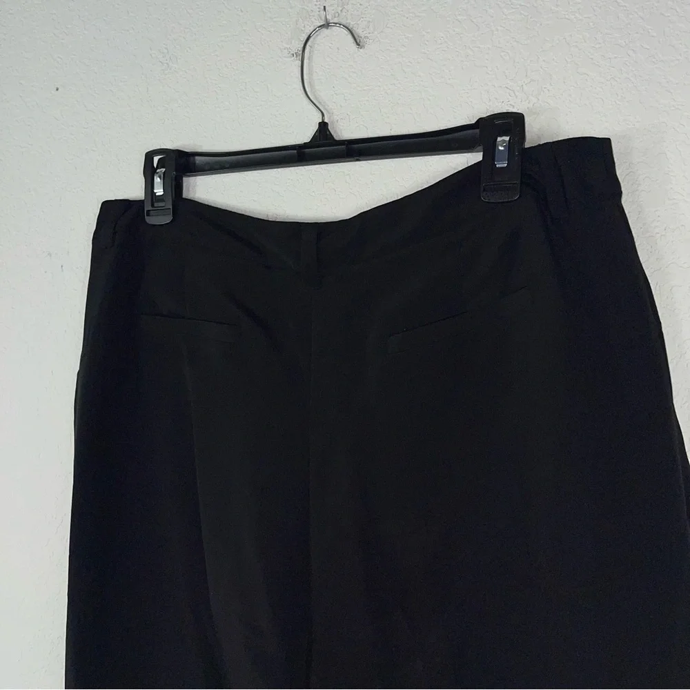Eileen Fisher 100% silk wide leg trousers pleated belt loops pockets size M - Picture 4 of 13